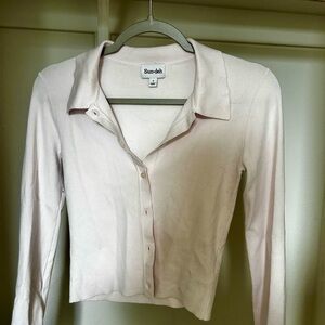 Aritzia Sun-deh Soft Strawberry Button-Up Knitted Shirt